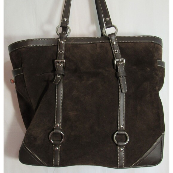 Coach Brown Bridle Bit Suede Leather Handbag Purse EUC - Picture 3 of 9